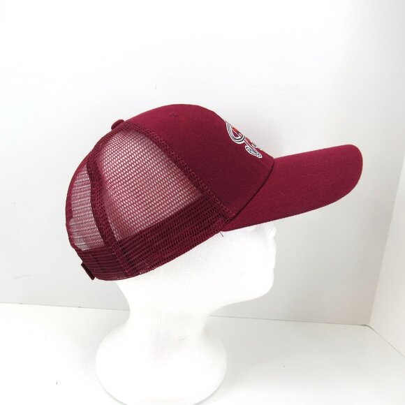 Macon Bacon Embroidered Logo Men's Burgundy Mesh Back Adj Strapback Cap Hat - Picture 4 of 8